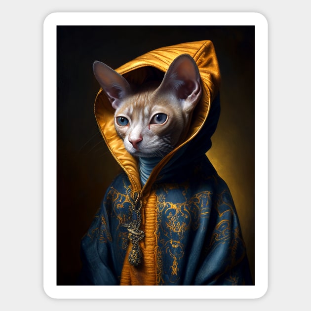 Royal Portrait of a Cornish Rex Cat Sticker by pxdg